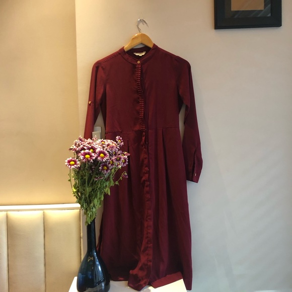 🤩 Elegant Maroon Button up Dress | Good as new | AND - Picture 4 of 12